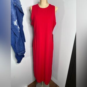Lululemon All Aligned Ribbed Midi Dress in RED size 14